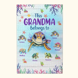 Personalized This Grandma Mom Belongs To 1-7 Cute Turtles 1000 Pieces Puzzles Birthday Family Gift for Kid Mom