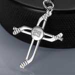 Personalized Engraving Hockey Stick Cross Necklace with Number Birthday Gift for Sports Lovers