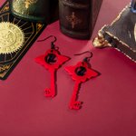 Personalized Hazbin Hotel Style Key Dangle Earrings with Initial Cosplay Accessory Birthday Halloween Party Gift for Women