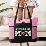 Personalisierte Haustierporträt Foto Hund Mom Zippered Tote Bag mit Namen große Reise wesentliche Geburtstagsgeschenk für Tierliebhaber