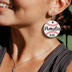 Personalisierte Runde Baseball Softball hölzerne Ohrringe mit Namen und Nummer Geburtstag Jahrestag Geschenk für Sportliebhaber