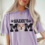 Personalisierte Haustier Portrait Foto Hund Mama Papa 100% Baumwolle T-Shirt mit Namen Geburtstag Geschenk für Tierliebhaber Besitzer