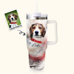 Personalisierte Aquarell Haustier Porträt Malerei 40oz Name Becher mit Strohhalm Geburtstag Memorial Geschenk für Tierliebhaber