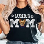 Personalisierte Haustier Portrait Foto Hund Mama Papa 100% Baumwolle T-Shirt mit Namen Geburtstag Geschenk für Tierliebhaber Besitzer