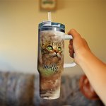 Personalisierte Aquarell Haustier Porträt Malerei 40oz Name Becher mit Strohhalm Geburtstag Memorial Geschenk für Tierliebhaber
