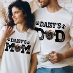Personalisierte Haustier Portrait Foto Hund Mama Papa 100% Baumwolle T-Shirt mit Namen Geburtstag Geschenk für Tierliebhaber Besitzer