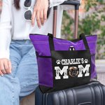 Personalisierte Haustierporträt Foto Hund Mom Zippered Tote Bag mit Namen große Reise wesentliche Geburtstagsgeschenk für Tierliebhaber