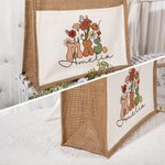Personalized Retro Wildflowers MRS. Jute Tote Bag with Front Pocket Bridal Shower Back to School Gift for Women