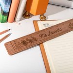 Règle en Bois Personnalisée avec Nom Gravé Motif Fleur Forêt ou Espace Cadeau de Remerciement pour Enseignant