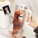Personalisierte Aquarell Haustier Porträt Malerei 40oz Name Becher mit Strohhalm Geburtstag Memorial Geschenk für Tierliebhaber