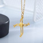 Personalized Engraving Hockey Stick Cross Necklace with Number Birthday Gift for Sports Lovers