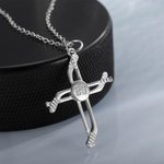Personalized Engraving Hockey Stick Cross Necklace with Number Birthday Gift for Sports Lovers