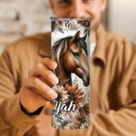 Personalisierte Boho Style Floral Pferd 20oz Name Skinny Becher mit Strohhalm und Reinigungsbürste Geburtstagsgeschenk für Pferdeliebhaber