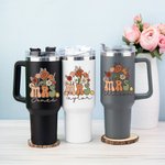 Personalized Multi-colour Retro Wildflowers MRS. 40oz Tumbler Bridal Shower Back to School Gift for Women