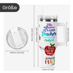Personalisierte 1130ml-Wasserflasche mit Deckel und Strohhalm Lehrer-Wertschätzung Dankeschön Geschenk zum Lehrertag für Lehrenden