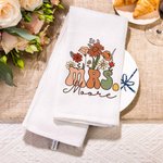 Personalized Vintage Wildflowers Mrs 100% Cotton Waffle Kitchen Tea Towel with Name Bride Shower Wedding Gift for Bride To Be