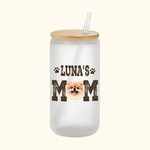 Personalisierte niedlichen Hund Katze Mama Foto 20oz mattiertes Glas Becher mit Namen Deckel und Strohhalm Geburtstag Jahrestag Geschenk für Tierliebhaber
