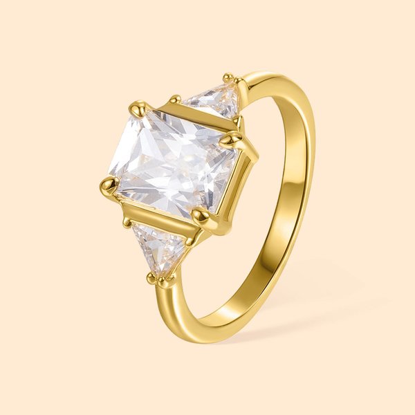 Shiny Birthstone Baguette Ring - Mother's Valentine's Day