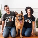 Personalisierte Haustier Portrait Foto Hund Mama Papa 100% Baumwolle T-Shirt mit Namen Geburtstag Geschenk für Tierliebhaber Besitzer