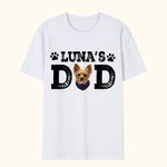 Personalisierte Haustier Portrait Foto Hund Mama Papa 100% Baumwolle T-Shirt mit Namen Geburtstag Geschenk für Tierliebhaber Besitzer