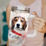 Personalisierte Aquarell Haustier Porträt Malerei 40oz Name Becher mit Strohhalm Geburtstag Memorial Geschenk für Tierliebhaber