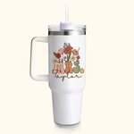 Personalized Multi-colour Retro Wildflowers MRS. 40oz Tumbler Bridal Shower Back to School Gift for Women