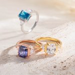 Personalised 925 Sterling Silver Shiny Stackable Baguette Solitaire Birthstone Ring Birthday Jewellery Gift for Women