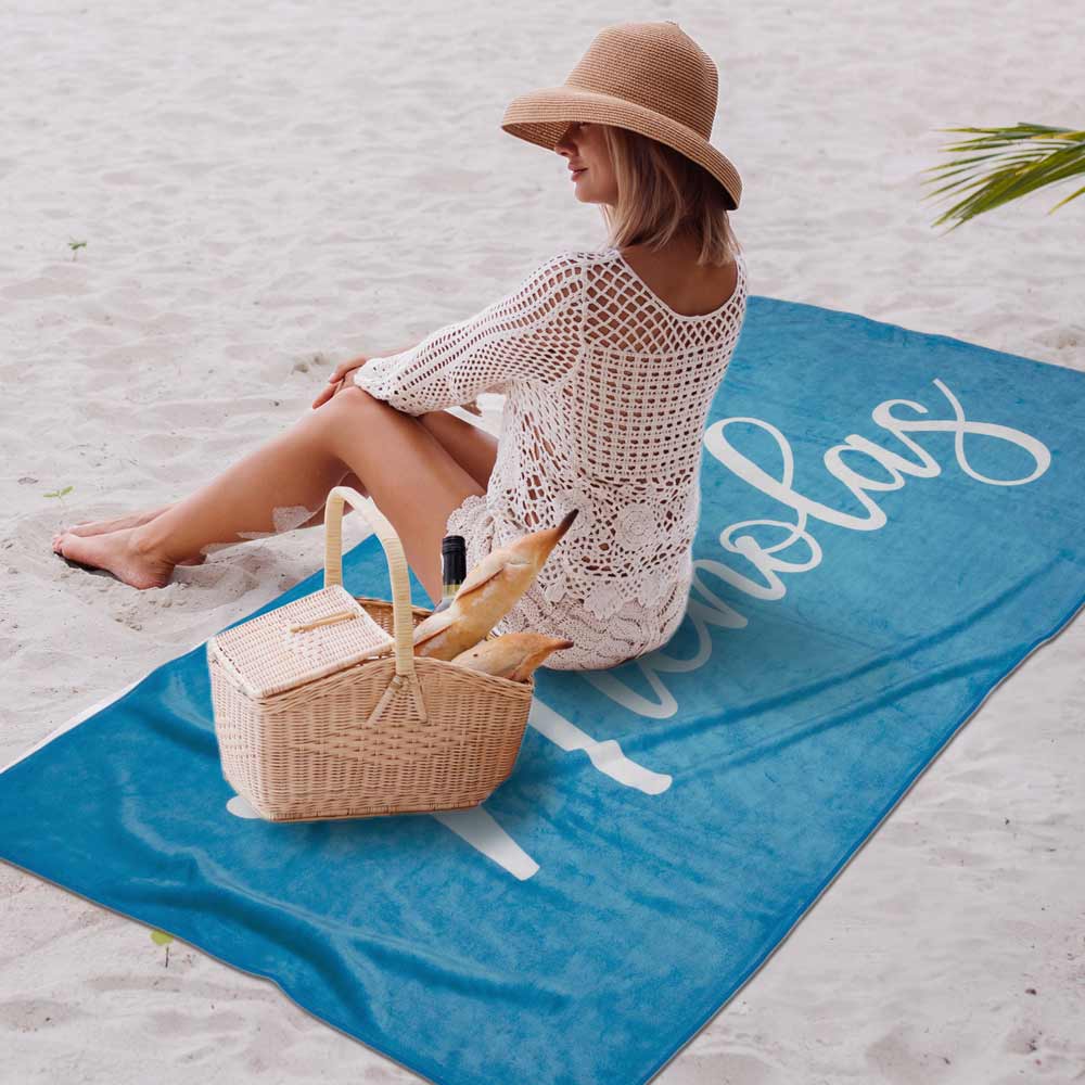Serviette de Plage Douce pour la Peau avec Prénom pour Enfants Personnalisée