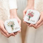 Personalisierte Geburt Blumenstrauß Name Leder Schmuckkasten mit Spiegel mehrere Fächer Braut Dusche Hochzeit Party Geschenk für sie