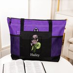 Personalisierte Aquarell Geburt Blume Bouquet große Kapazität Zippered Tote Bag mit Namen Muttertag Geburtstag Geschenk für Frauen
