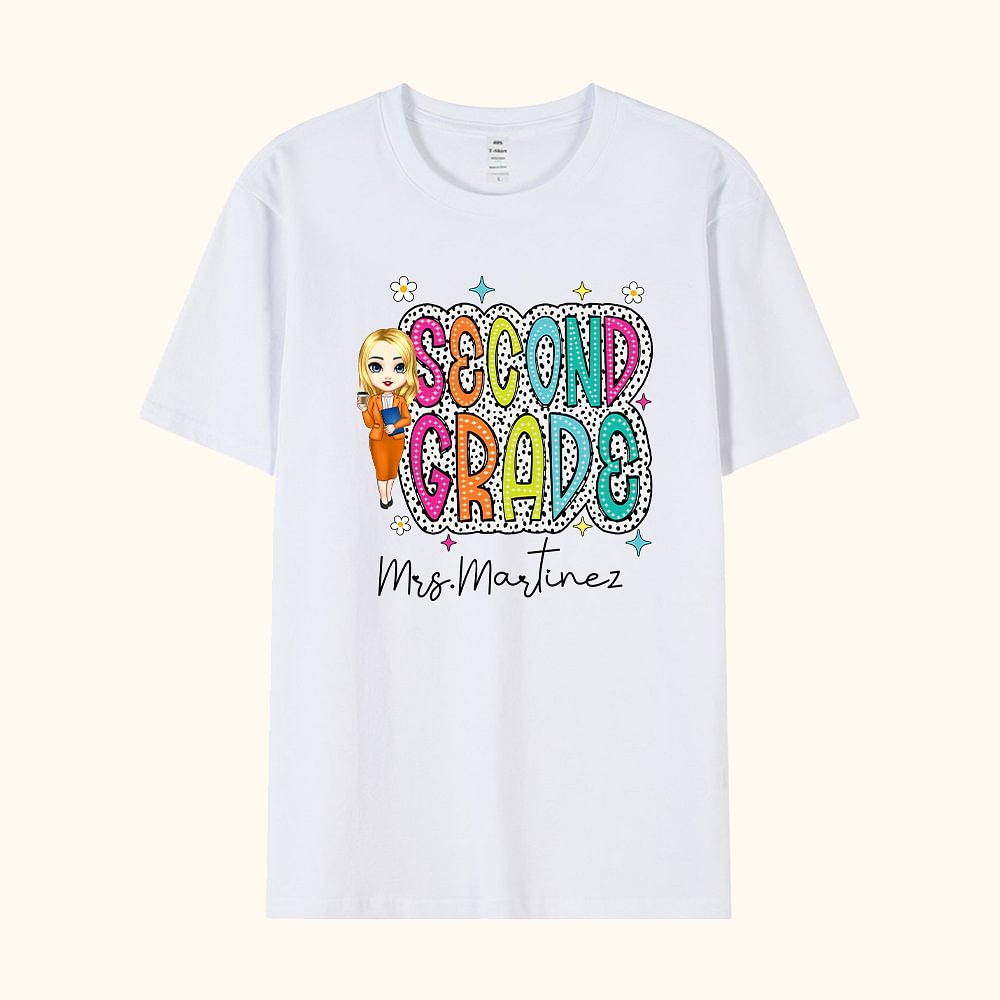 T-shirt Sweatshirt Personnalisé avec Dessin de Personnage et Nom pour Enseignante Cadeau de Remerciement Rentrée Scolaire