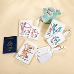 Personalisierte Multicolor Giraffe Zebra Passport Cover Gepäckanhänger Set mit Namen und Initialen Geburtstag Reise Geschenk für Kind