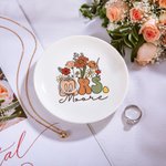 Personalized Retro Wildflowers MRS. Ceramic Jewellery Dish with Name Appreciation Bridal Shower Wedding Gift for Bride To Be