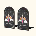 Personalized Every Child Matters Cartoon Dots Rainbow Heavy Duty Wooden Bookends with Name 1 Pair Appreciation Back to School Gift for Teacher