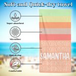 Henkilökohtainen värikäs ylimitoitettu nopea kuiva raidallinen rantapyyhe nimellä Summber Vacation Essentials lahja naisille miehille