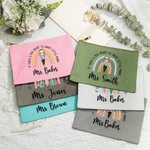 Gepersonaliseerde Grote Hart Vorm Little Minds Potlood Appel Regenboog Cartoon Canvas Make-up tas met Naam Waardering Terug naar School Gift voor Lera