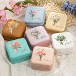 Personalisierte Geburt Blumenstrauß Name Leder Schmuckkasten mit Spiegel mehrere Fächer Braut Dusche Hochzeit Party Geschenk für sie