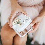 Personalisierte Geburt Blumenstrauß Name Leder Schmuckkasten mit Spiegel mehrere Fächer Braut Dusche Hochzeit Party Geschenk für sie