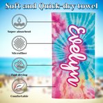 Personalised Colourful Oversized Quick Dry Tie Dye Beach Towel with Name Summer Travel Beach Party Gift for Her