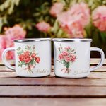 Personalized Watercolour Birth Flower 12oz Mug with Name Birthday Wedding Gift for Her