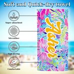 Personalized Quick Dry Soft Oversized Colorful Wave Pattern Beach Towel with Name Summer Travel Essentials Party Birthday Gift for Family Friends