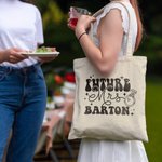 Personalised Future Mrs Reusable Canvas Tote Bag with Name Engagement Bridal Shower Bachelorette Gift for New Bride