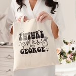 Personalised Future Mrs Reusable Canvas Tote Bag with Name Engagement Bridal Shower Bachelorette Gift for New Bride
