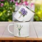 Personalized Watercolour Birth Flower 12oz Mug with Name Birthday Wedding Gift for Her