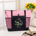 Personalisierte Aquarell Geburt Blume Bouquet große Kapazität Zippered Tote Bag mit Namen Muttertag Geburtstag Geschenk für Frauen