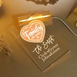 Personalized Family Will Always Be Connected By Heart LED Night Light with 1-12 Names and Wooden Base Housewarming Birthday Farewell Gift for Family