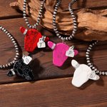 Collar de Piedra Teñida de Vaca Estilo Retro Navajo Personalizado con Etiqueta de Inicial Grabada Regalo de Cumpleaños para Vaquera Cowgirl