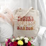 Personalised Future Mrs Reusable Canvas Tote Bag with Name Engagement Bridal Shower Bachelorette Gift for New Bride