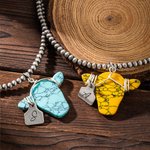 Collar de Piedra Teñida de Vaca Estilo Retro Navajo Personalizado con Etiqueta de Inicial Grabada Regalo de Cumpleaños para Vaquera Cowgirl