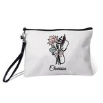 Personalized Birth Flower Bouquet Stethoscope Bow Makeup Bag with Detachable Wrist Strap and Name Birthday Nurse Graduation Gift for Medical Staff